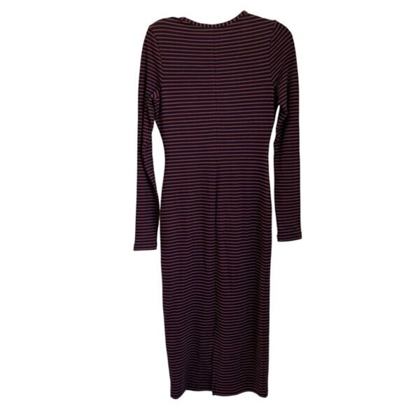 Marine Layer Blue & Auburn Lexi Rib Long Sleeve Midi Dress NWT M - Picture 2 of 8